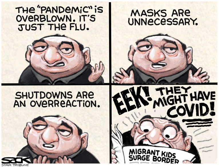 Political/Editorial Cartoon by Steve Sack, Minneapolis Star Tribune on U.S. Closes in on Herd Immunity