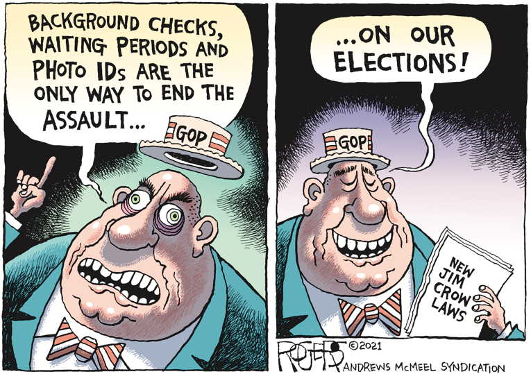 Political/Editorial Cartoon by Rob Rogers on Republicans Sound Alarm