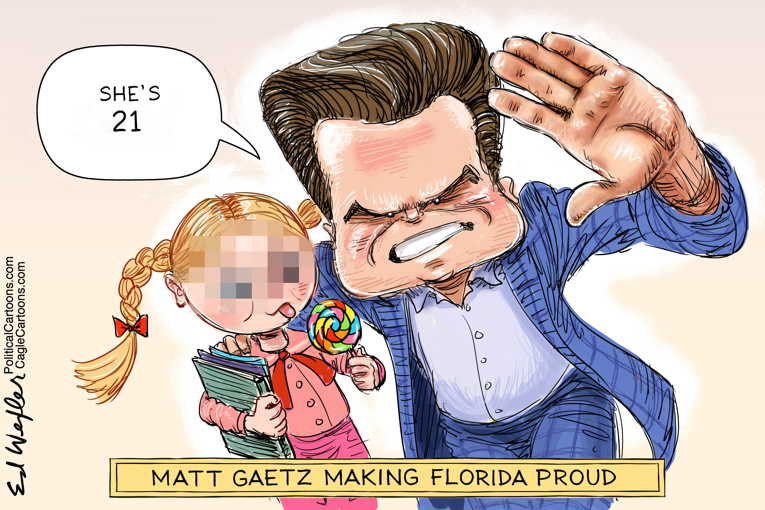 Political/Editorial Cartoon by Ed Wexler, PoliticalCartoons.com on Gaetz Exposed as Pervert