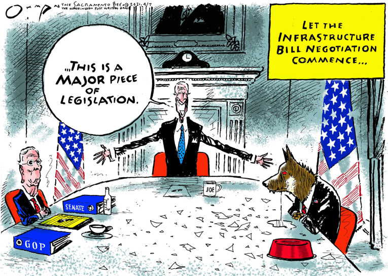 Political/Editorial Cartoon by Jack Ohman, The Oregonian on Biden Goes Big