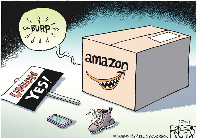 Political Cartoon on 'Amazon Workers Reject Union' by Rob Rogers at The ...