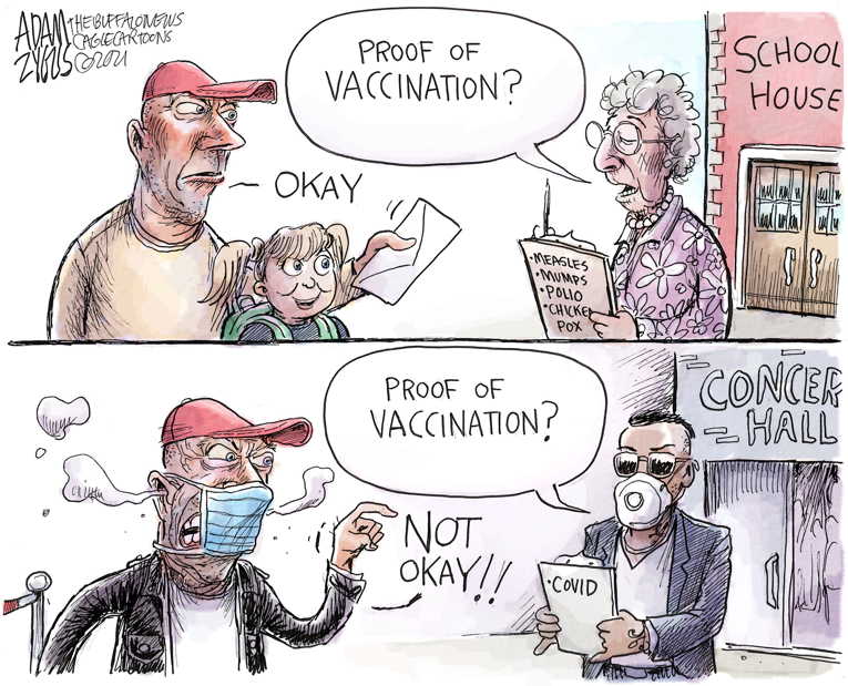 Political/Editorial Cartoon by Adam Zyglis, The Buffalo News on Vaccination Push Slows