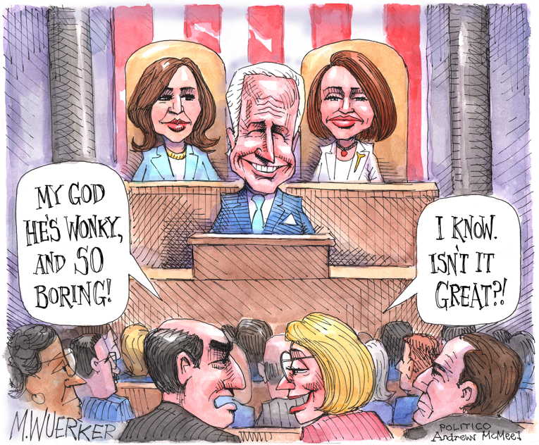 Political/Editorial Cartoon by Matt Wuerker, Politico on Biden Delivers Address