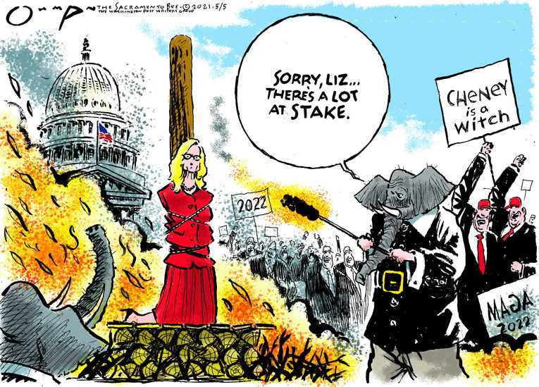 Political/Editorial Cartoon by Jack Ohman, The Oregonian on Trumpers to Defrock Cheney