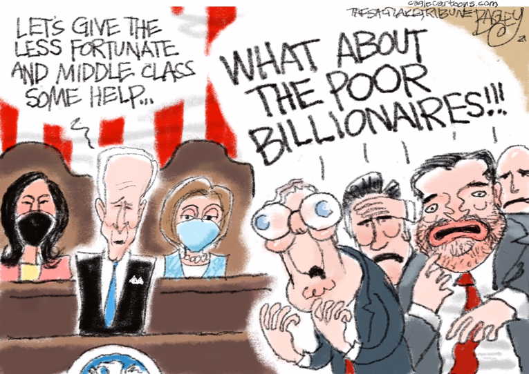 Political/Editorial Cartoon by Pat Bagley, Salt Lake Tribune on “Big Lie” Amplified