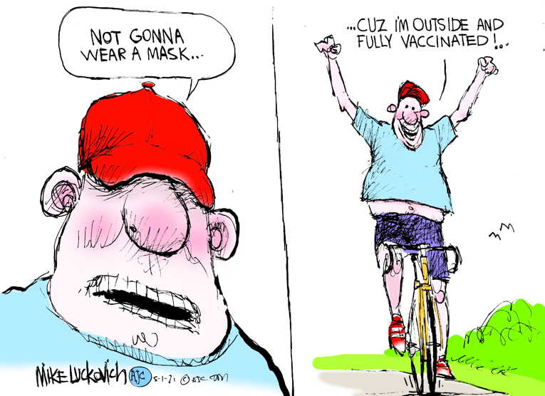 Political/Editorial Cartoon by Mike Luckovich, Atlanta Journal-Constitution on Anti-Vaxxers Dig In