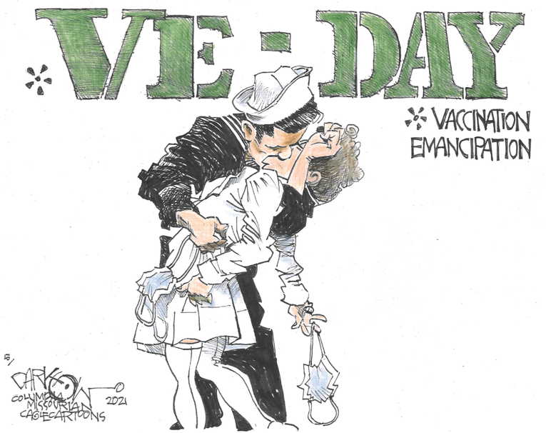 Political/Editorial Cartoon by John Darkow, Columbia Daily Tribune, Missouri on Covid Restrictions Eased