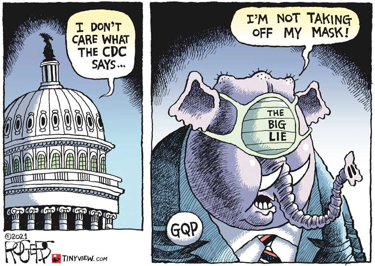 Political/Editorial Cartoon by Rob Rogers on GOP Doubles Down