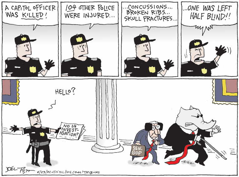 Political/Editorial Cartoon by Joel Pett, Lexington Herald-Leader, CWS/CartoonArts Intl. on Jan. 6th Probe Opposed