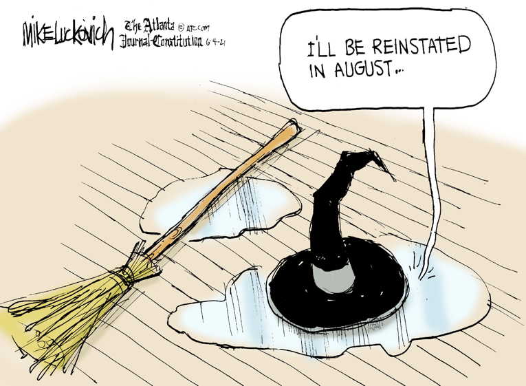 Political/Editorial Cartoon by Mike Luckovich, Atlanta Journal-Constitution on Trump Predicts Reinstatement