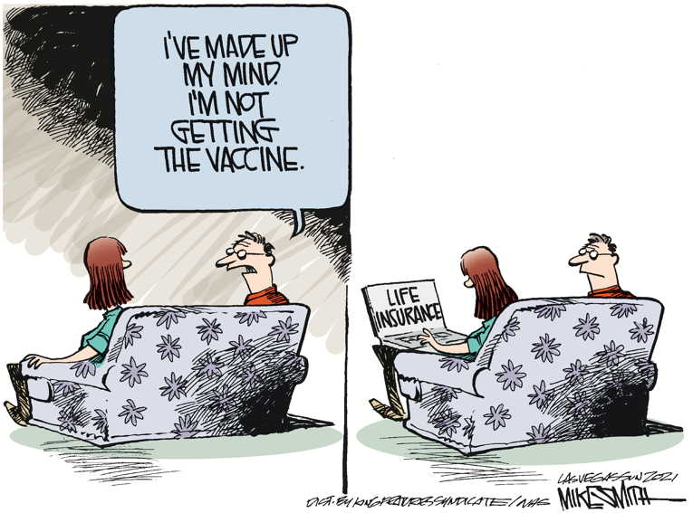 Political/Editorial Cartoon by Mike Smith, Las Vegas Sun on Pandemic Enters New Phase