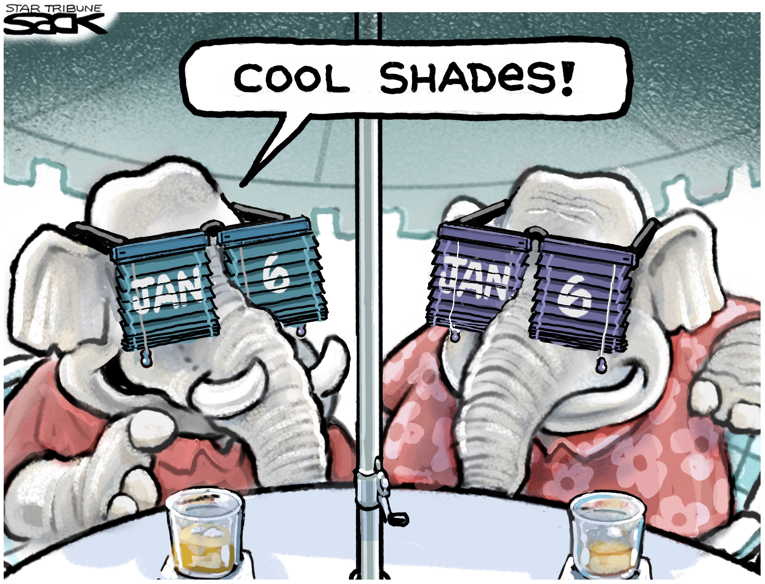 Political/Editorial Cartoon by Steve Sack, Minneapolis Star Tribune on Republicans Working Overtime