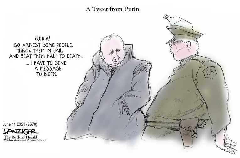 Political/Editorial Cartoon by Jeff Danziger on Biden Meets Putin