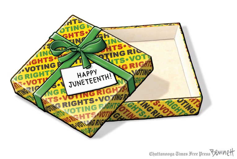 Political/Editorial Cartoon by Clay Bennett, Chattanooga Times Free Press on New Holiday Celebrated