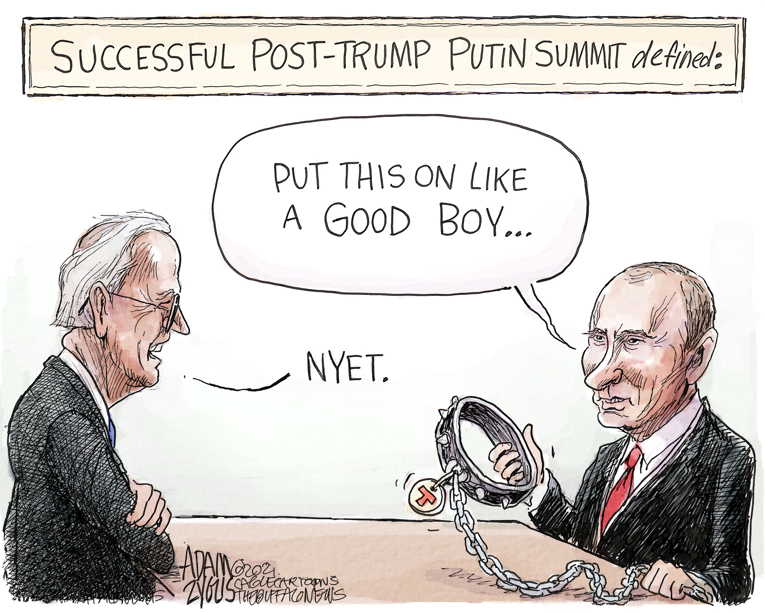 Political/Editorial Cartoon by Adam Zyglis, The Buffalo News on Biden and Putin Meet