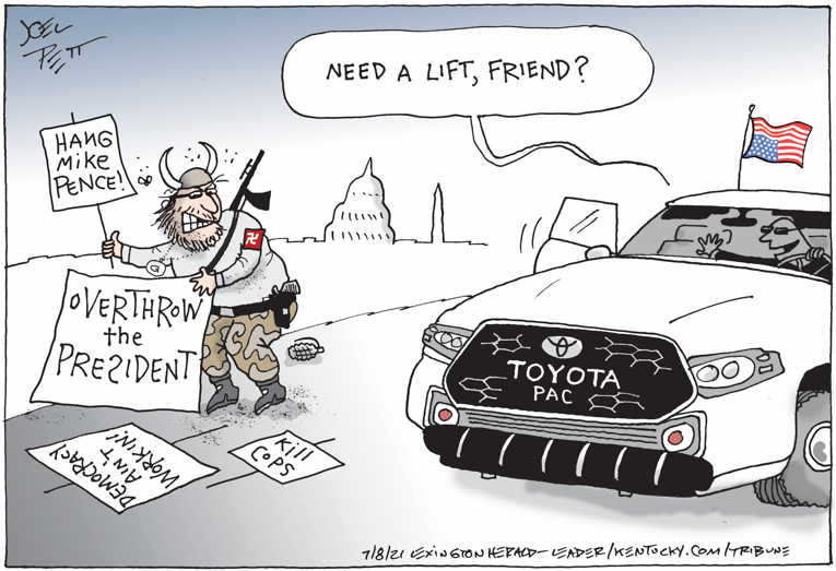 Political/Editorial Cartoon by Joel Pett, Lexington Herald-Leader, CWS/CartoonArts Intl. on Insurrectionists Defended