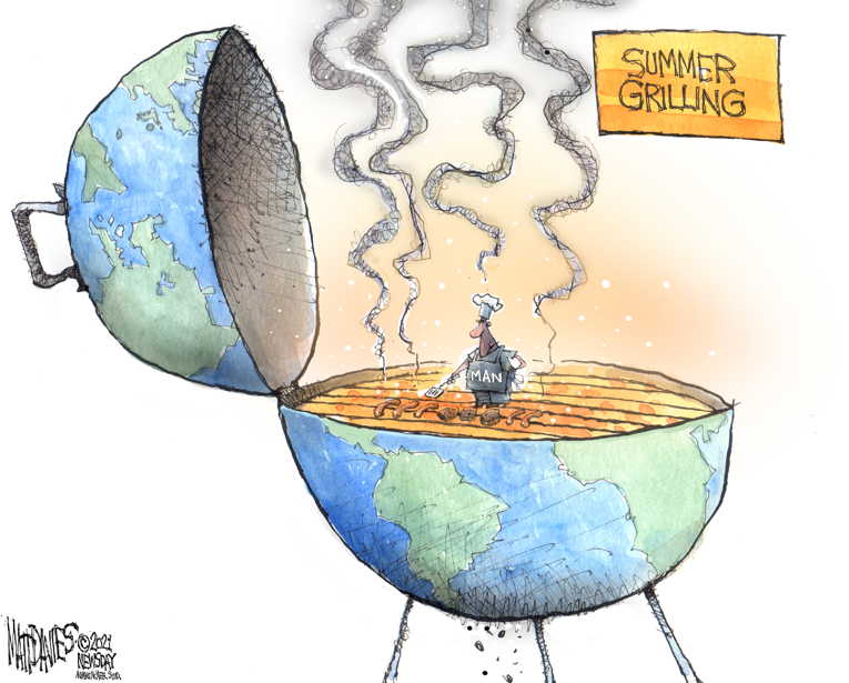 Political/Editorial Cartoon by Matt Davies, Journal News on Planet Burning Up