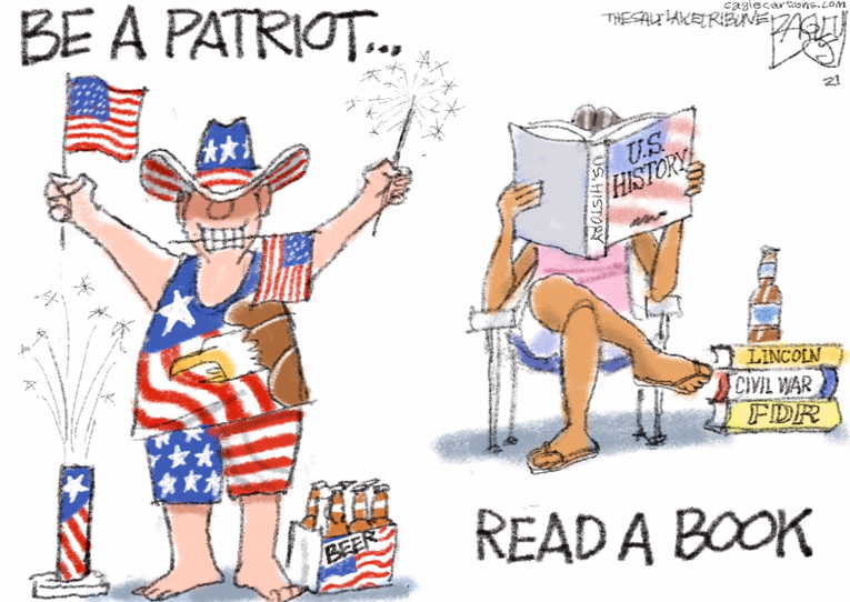 Political/Editorial Cartoon by Pat Bagley, Salt Lake Tribune on Americans Celebrate Independence