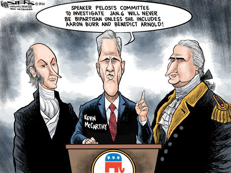 Political/Editorial Cartoon by Kevin Siers, Charlotte Observer on January 6 Inquiry Begins