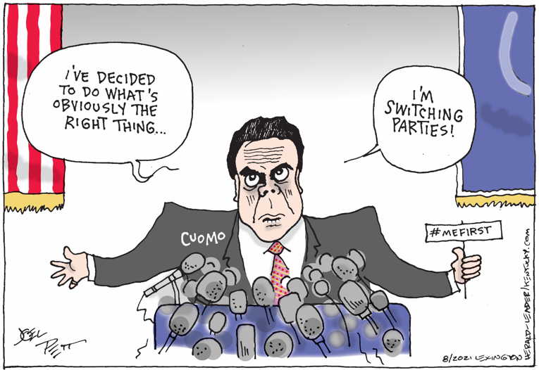 Political/Editorial Cartoon by Joel Pett, Lexington Herald-Leader, CWS/CartoonArts Intl. on Investigation: “Cuomo’s a Dick!”