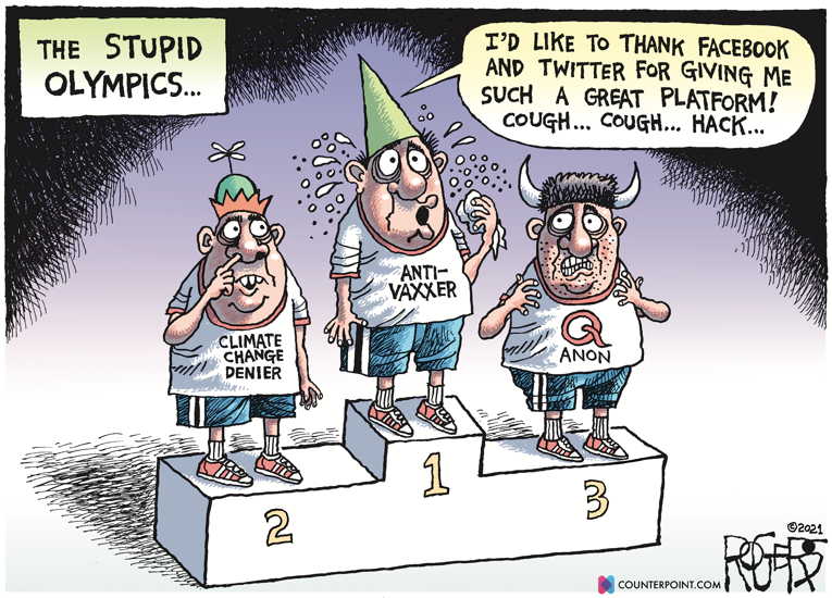 Political/Editorial Cartoon by Rob Rogers on 2021 Olympic Games “Complicated”