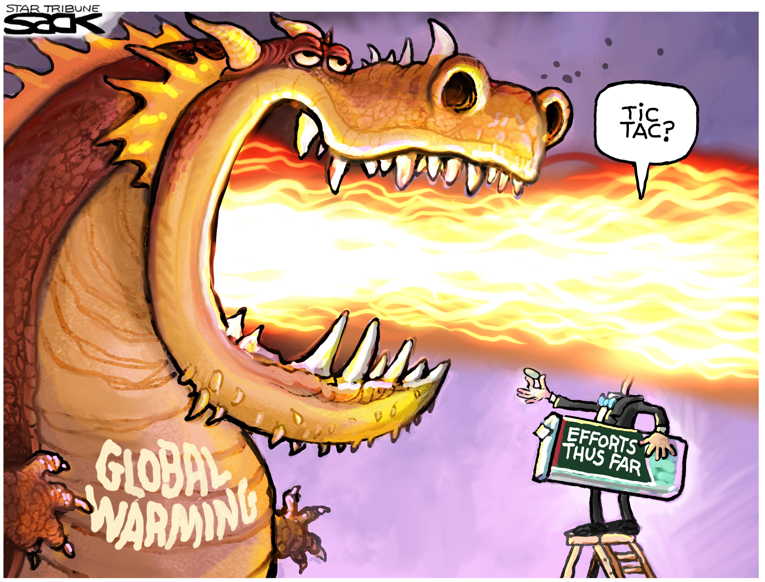 Political/Editorial Cartoon by Steve Sack, Minneapolis Star Tribune on Earth Hotter Than Ever