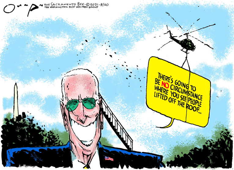 Political/Editorial Cartoon by Jack Ohman, The Oregonian on Biden Expresses No Regrets