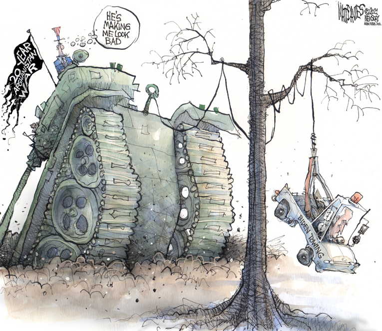 Political/Editorial Cartoon by Matt Davies, Journal News on U.S. Withdraws From Afghanistan