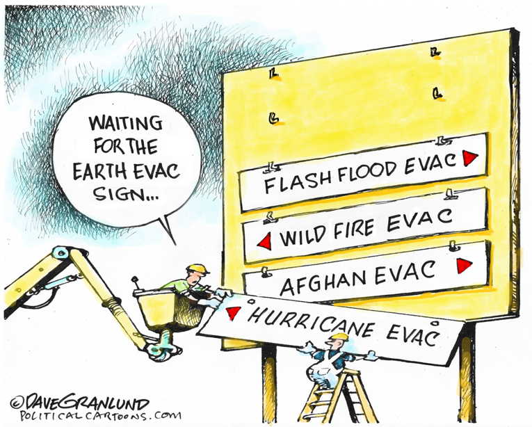 Political/Editorial Cartoon by Dave Granlund on Hurricanes, Wildfires Ravage Nation