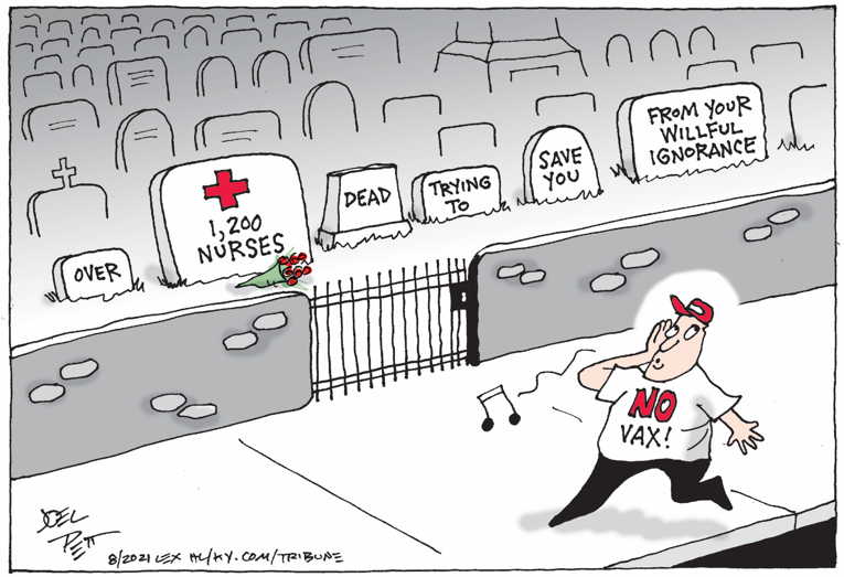 Political/Editorial Cartoon by Joel Pett, Lexington Herald-Leader, CWS/CartoonArts Intl. on Delta Variant Spreading