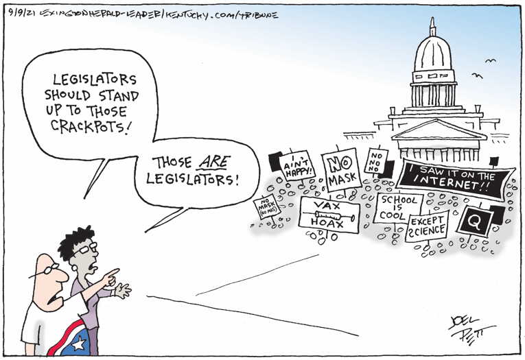 Political/Editorial Cartoon by Joel Pett, Lexington Herald-Leader, CWS/CartoonArts Intl. on Pandemic Worsens