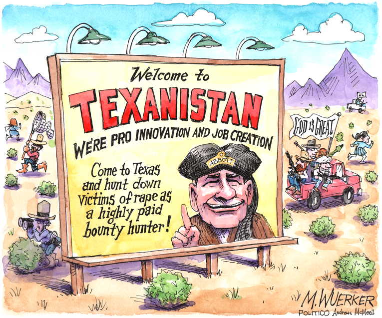 Political/Editorial Cartoon by Matt Wuerker, Politico on Abortion Banned in Troubled Land