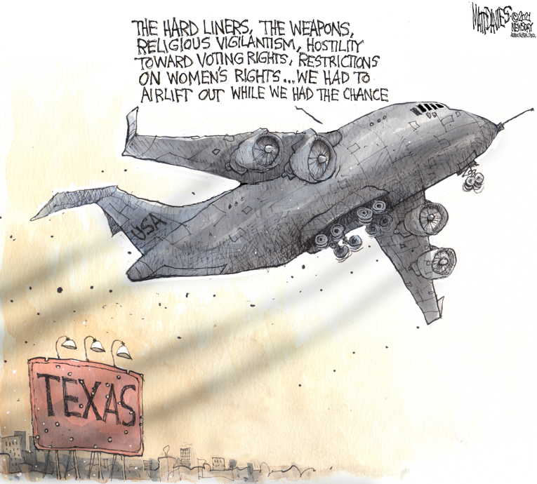 Political/Editorial Cartoon by Matt Davies, Journal News on Abortion Banned in Troubled Land