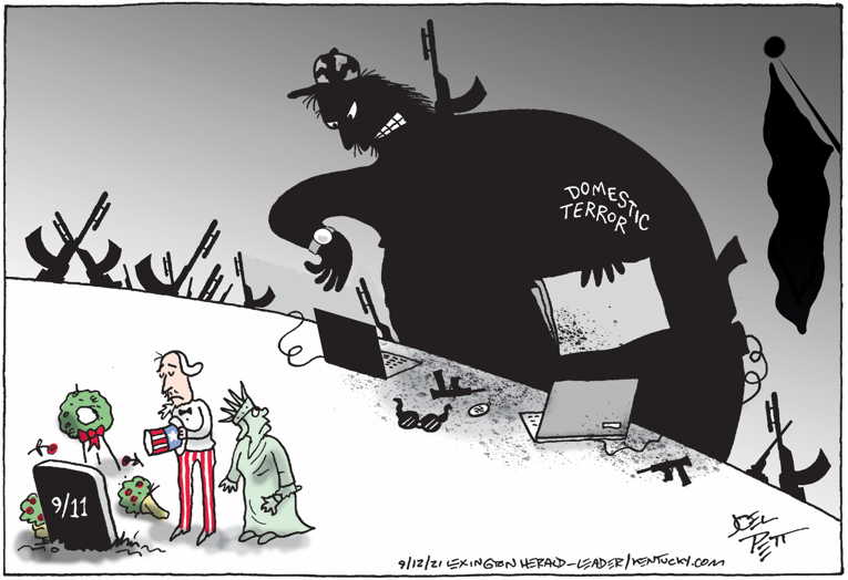 Political/Editorial Cartoon by Joel Pett, Lexington Herald-Leader, CWS/CartoonArts Intl. on 9/11 Commemorated