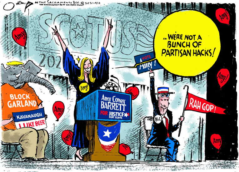 Political/Editorial Cartoon by Jack Ohman, The Oregonian on Political Hacks Triumph