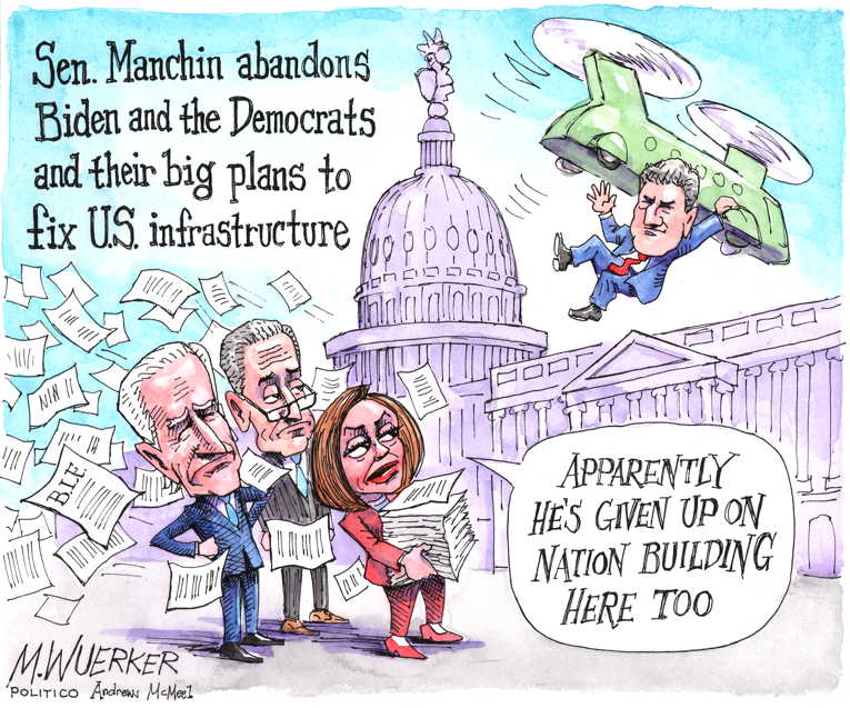 Political/Editorial Cartoon by Matt Wuerker, Politico on Infrastructure Deal in Peril