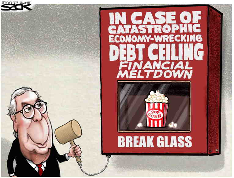 Political/Editorial Cartoon by Steve Sack, Minneapolis Star Tribune on Debt Ceiling Impasse