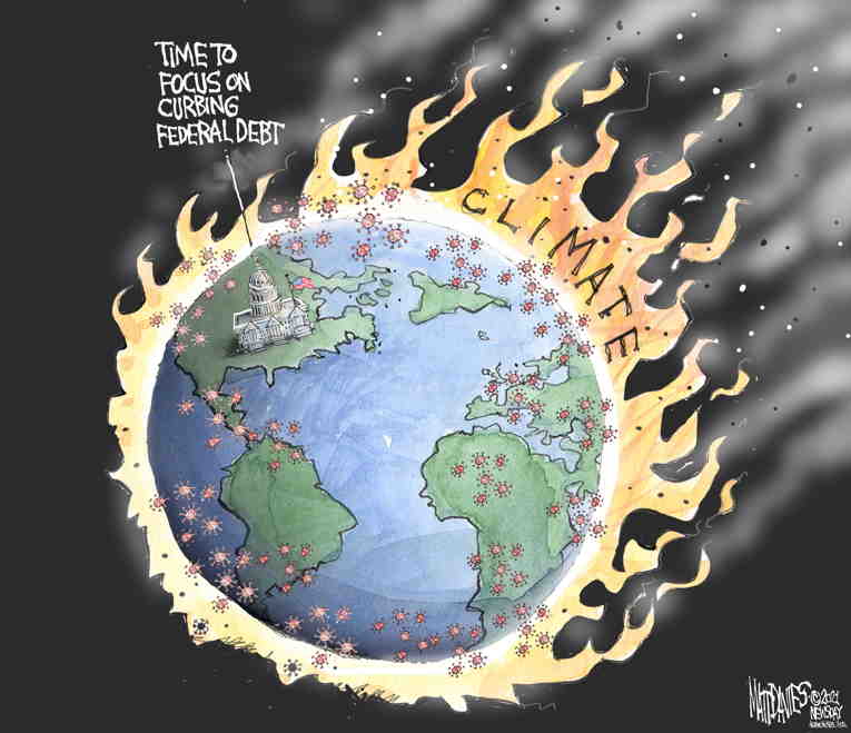 Political/Editorial Cartoon by Matt Davies, Journal News on Environmental Collapse Accelerates