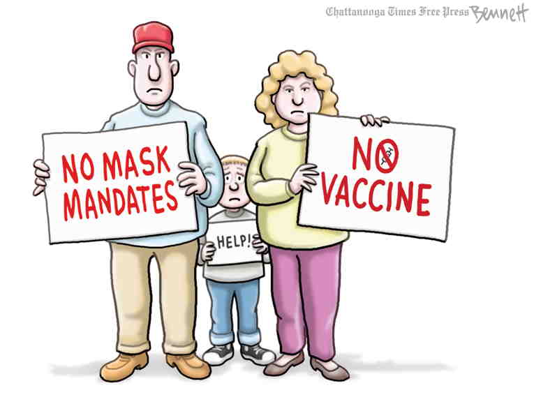 Political/Editorial Cartoon by Clay Bennett, Chattanooga Times Free Press on Pandemic Enters New Phase