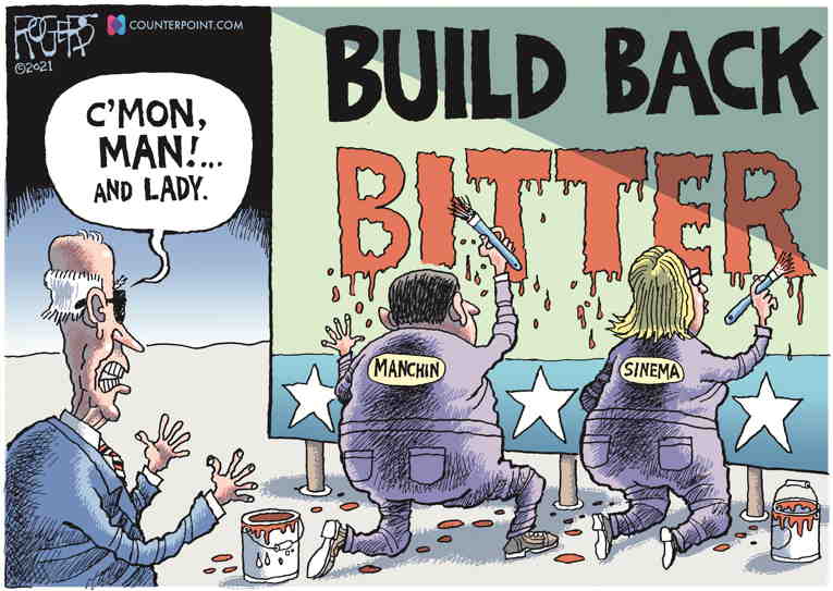 Political/Editorial Cartoon by Rob Rogers on Bad Signs for Biden