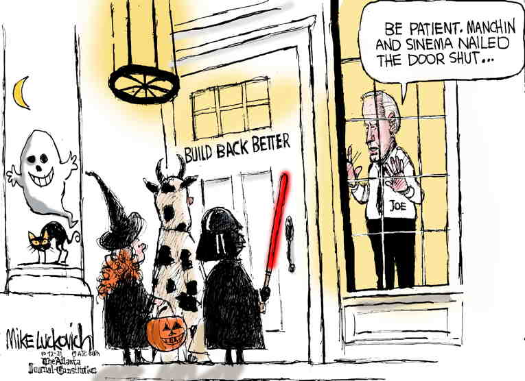 Political/Editorial Cartoon by Mike Luckovich, Atlanta Journal-Constitution on Bad Signs for Biden