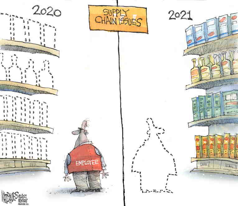 Political/Editorial Cartoon by Matt Davies, Journal News on Economy Stressed