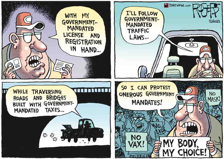 Political/Editorial Cartoon by Rob Rogers on Anti-Vaxxers Persisting