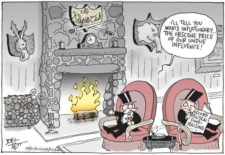 Political/Editorial Cartoon by Joel Pett, Lexington Herald-Leader, CWS/CartoonArts Intl. on Inflation Rising