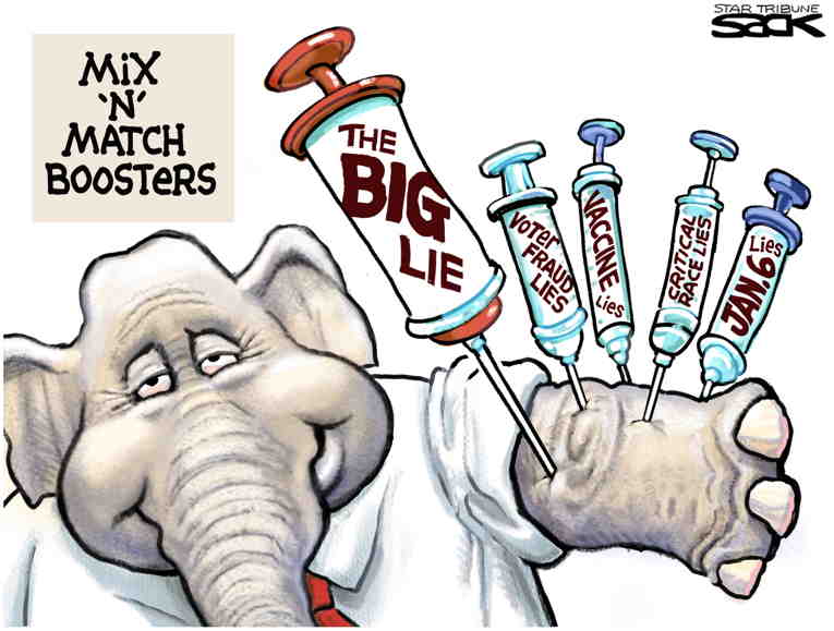 Political/Editorial Cartoon by Steve Sack, Minneapolis Star Tribune on Republican Party Unites