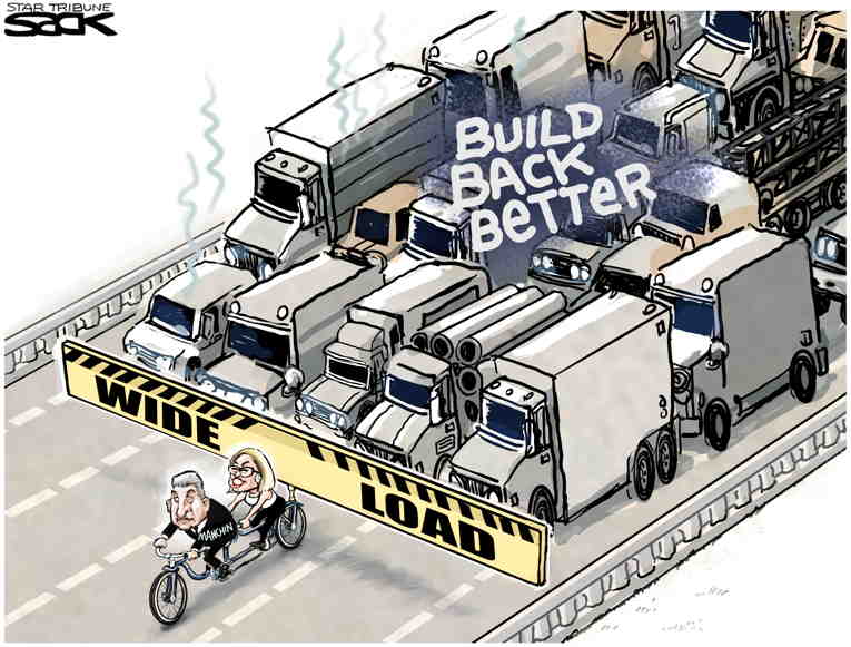 Political/Editorial Cartoon by Steve Sack, Minneapolis Star Tribune on DINOS Sabotage Biden Plan