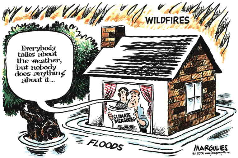 Political/Editorial Cartoon by Jimmy Margulies, King Features on Environment Teetering on Collapse