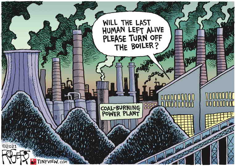 Political/Editorial Cartoon by Rob Rogers on Environment Teetering on Collapse