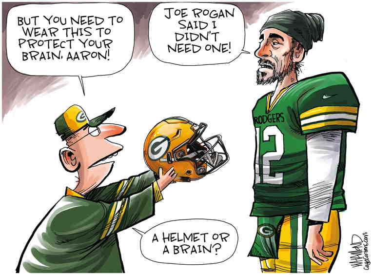 Political/Editorial Cartoon by Dave Whamond, Canada, PoliticalCartoons.com on QB Suffers from CTE