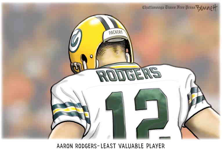 Political/Editorial Cartoon by Clay Bennett, Chattanooga Times Free Press on QB Suffers from CTE